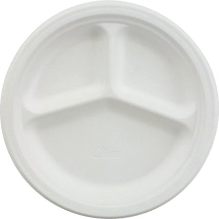 Chinet Paper Dinnerware, 3-Comp Plate, 9 1/4" dia, White, PK500 21228